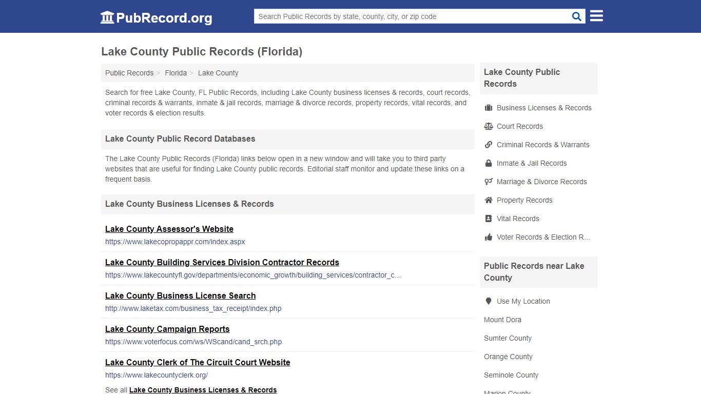 Free Lake County Public Records (Florida Public Records) - PubRecord.org